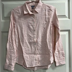 Aerie Womens Ivory & Pink Striped Long Sleeve Button Down Shirt - Size XS - NWT